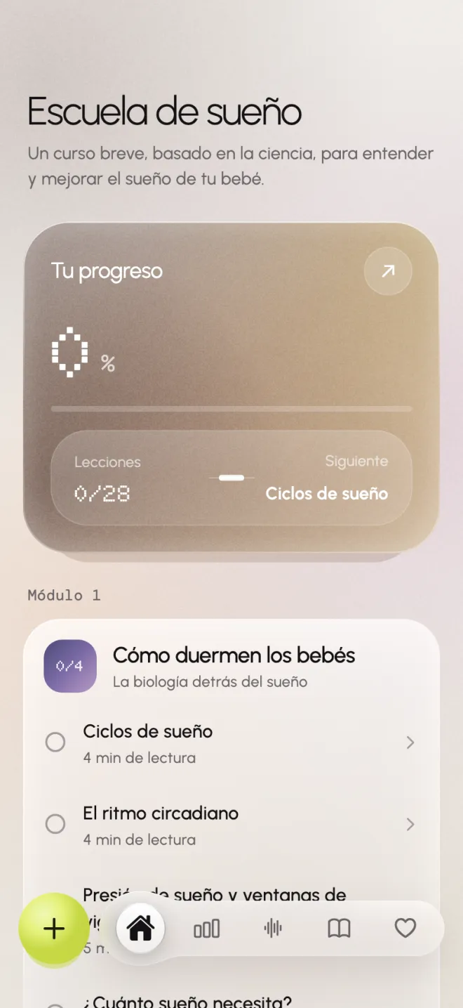 Pantalla Escuela de sueño con el primer módulo